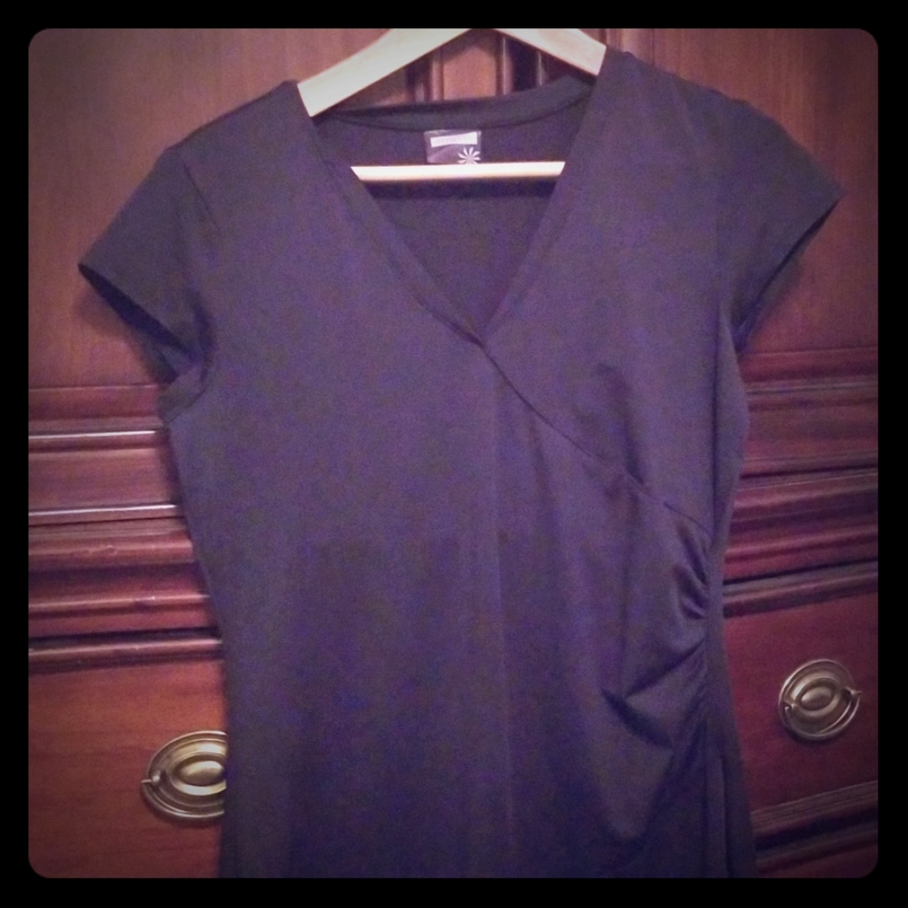 Athleta black nectar faux wrap dress